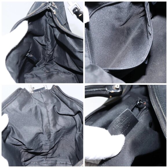 GUCCI Bamboo GG Canvas Shoulder Bag Nylon Black Silver 000 0531 Auth 146579 - Picture 15 of 16